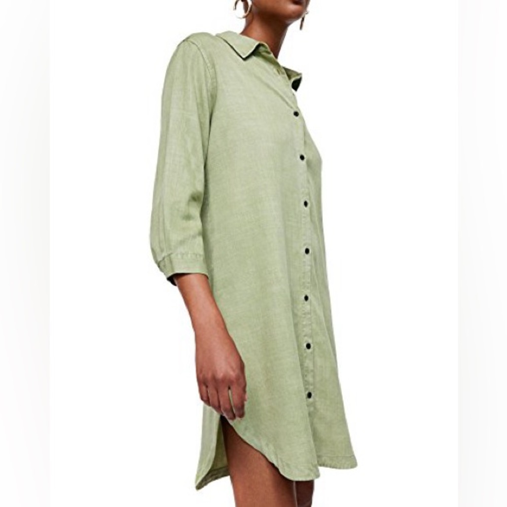 Zara Light Green Button-Up Shirt Dress